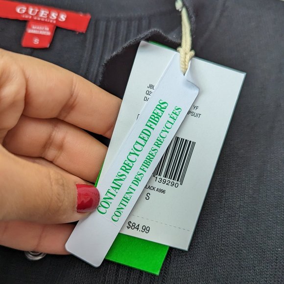 Guess Daria Sweater Jumpsuit Jet Black Size Small - Picture 9 of 16